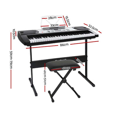 DS NA 61 Keys Electronic Piano Keyboard Digital Electric w/ Stand Stool Silver