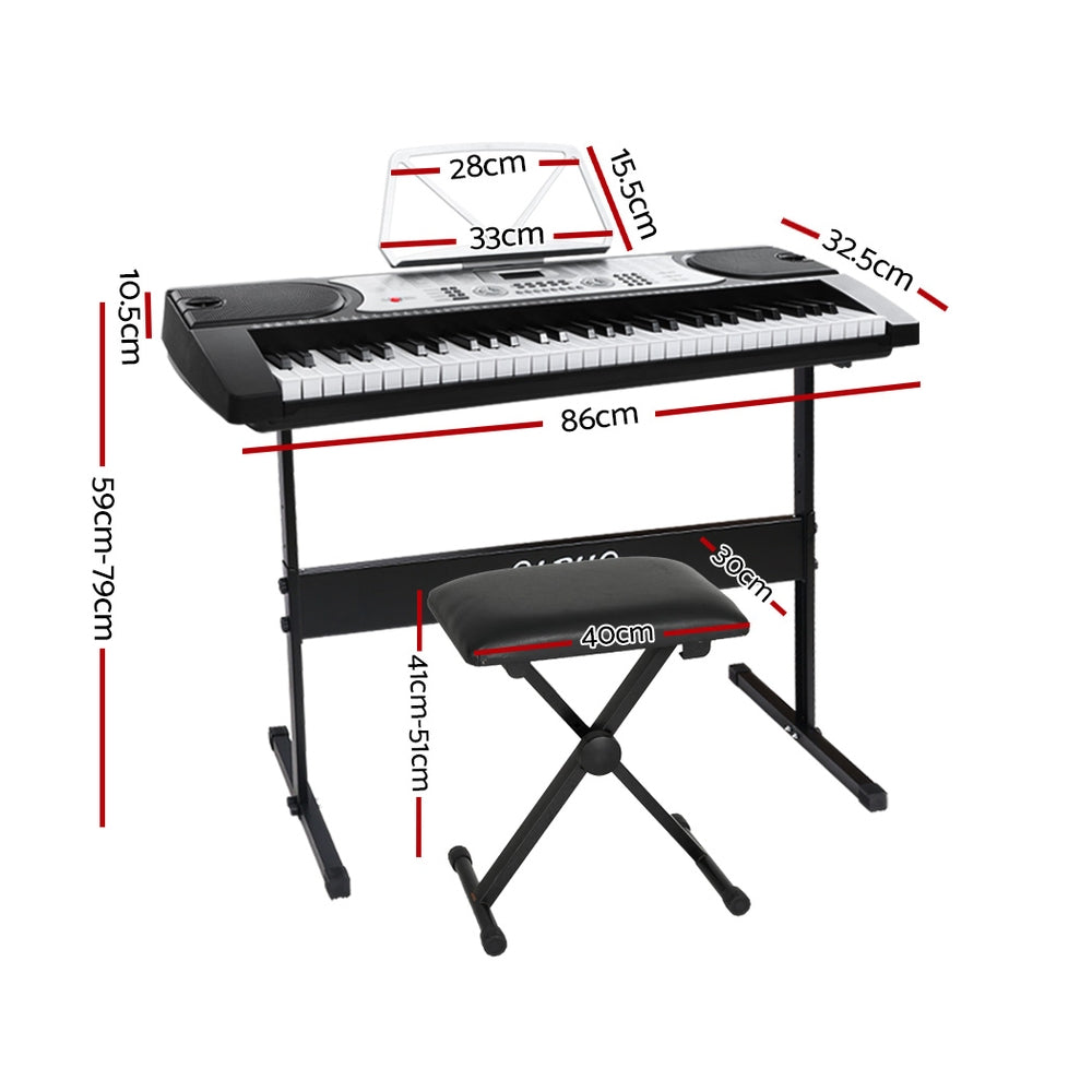 DS NA 61 Keys Electronic Piano Keyboard Digital Electric w/ Stand Stool Silver