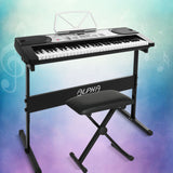 DS NA 61 Keys Electronic Piano Keyboard Digital Electric w/ Stand Stool Silver