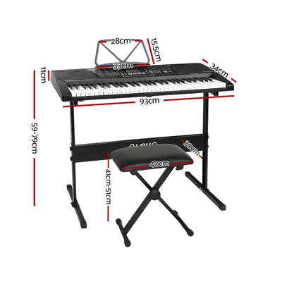 DS NA 61 Keys Electronic Piano Keyboard Digital Electric w/ Stand Stool Lighted