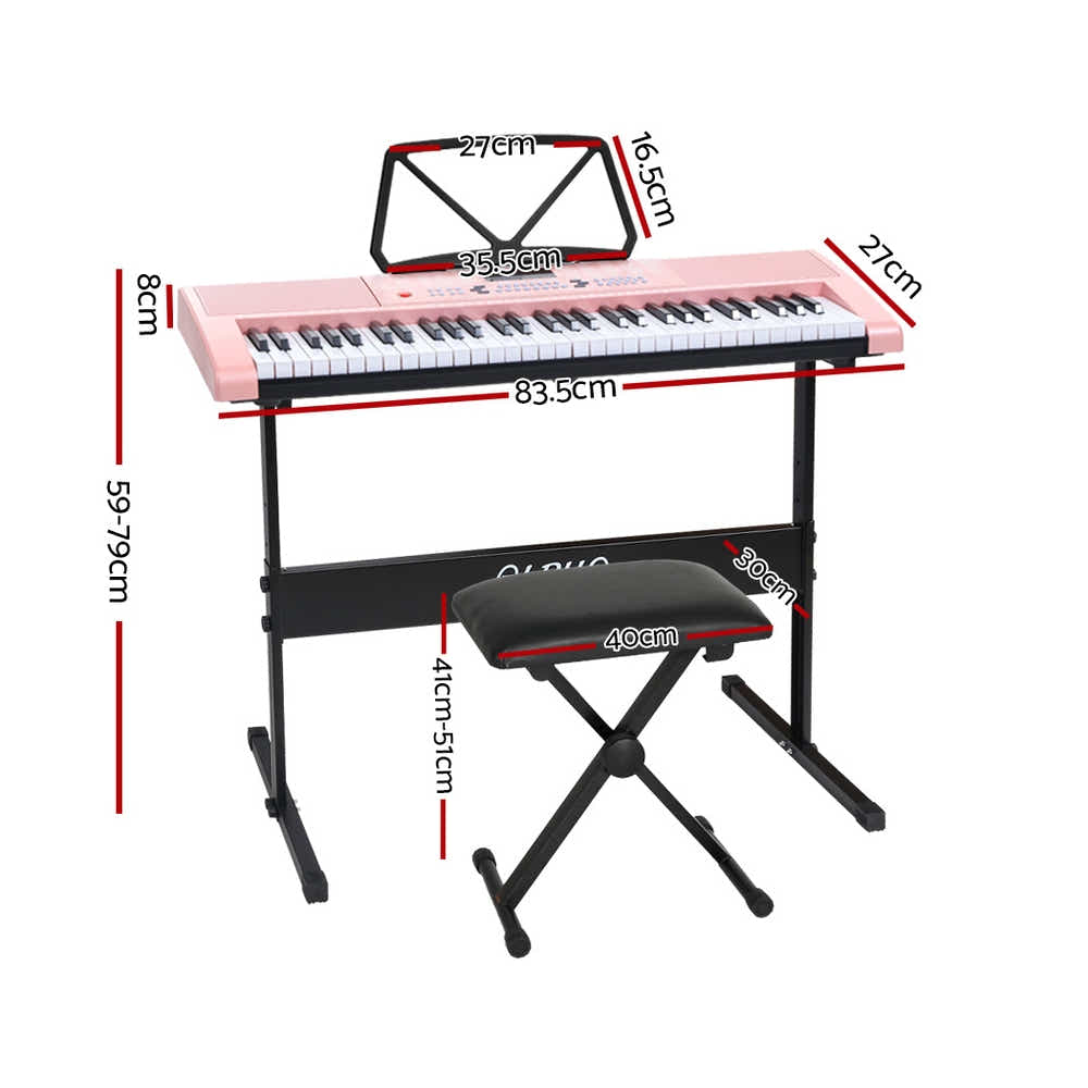 DS NA 61 Keys Electronic Piano Keyboard Digital Electric w/ Stand Stool Pink
