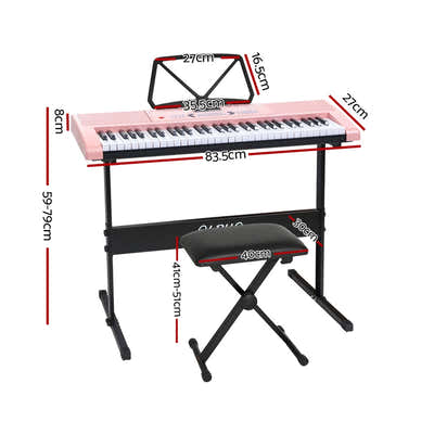 DS NA 61 Keys Electronic Piano Keyboard Digital Electric w/ Stand Stool Pink