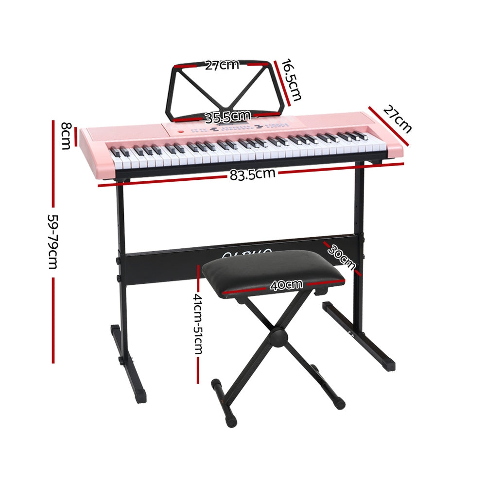 DS NA 61 Keys Electronic Piano Keyboard Digital Electric w/ Stand Stool Pink