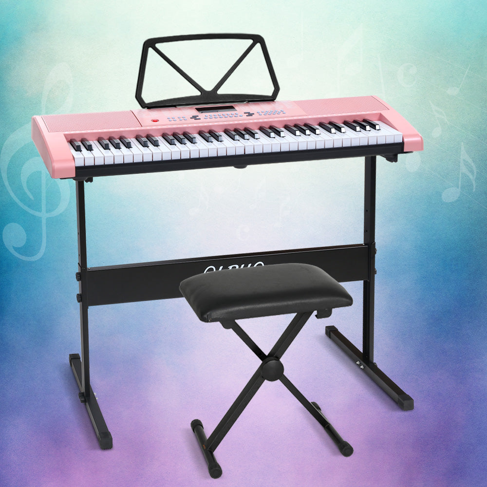 DS NA 61 Keys Electronic Piano Keyboard Digital Electric w/ Stand Stool Pink