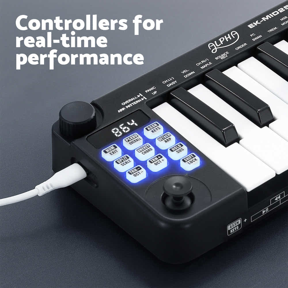 DS NA Alpha 25-Key MIDI Keyboard Controller Portable USB Laptop Black