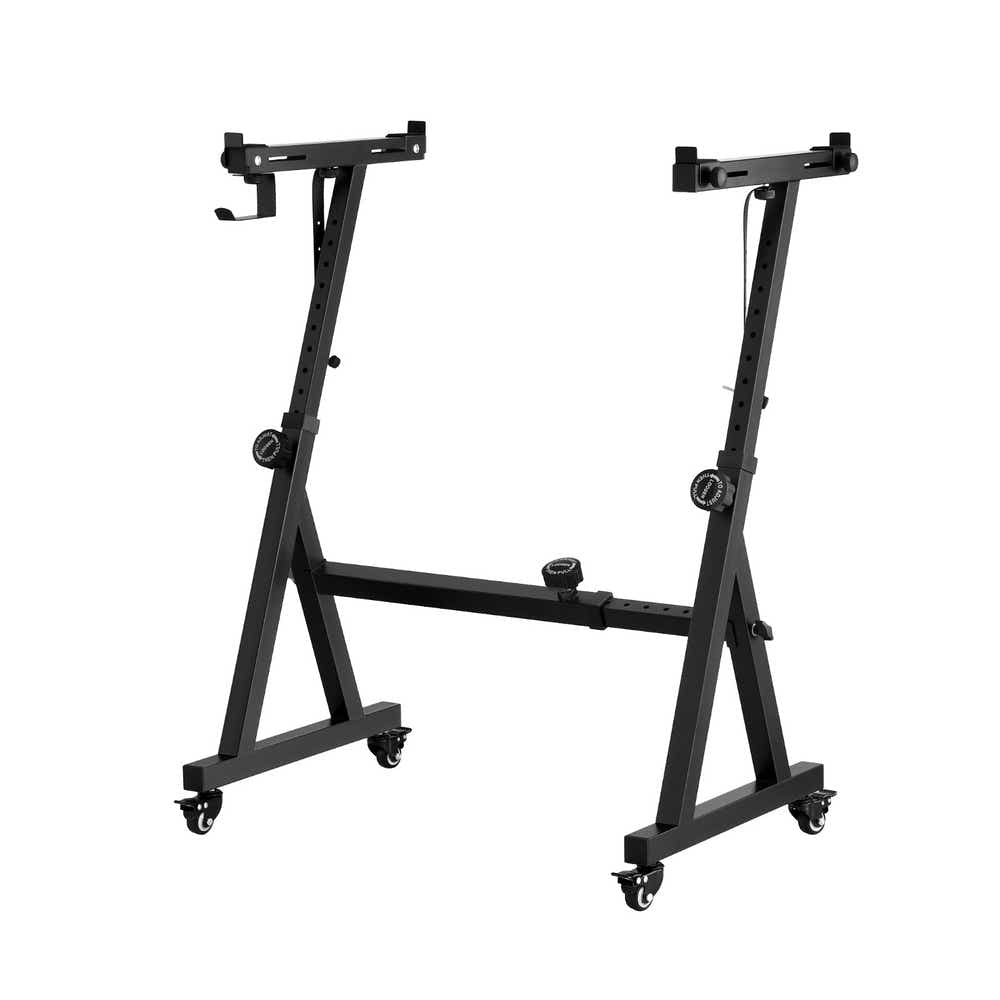 DS NA Alpha Heavy Duty Adjustable Piano Stand with Lockable Wheels Z-Stand Black