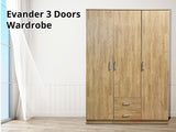 Evander 3 Doors Wardrobe With Drawers Upgraded
