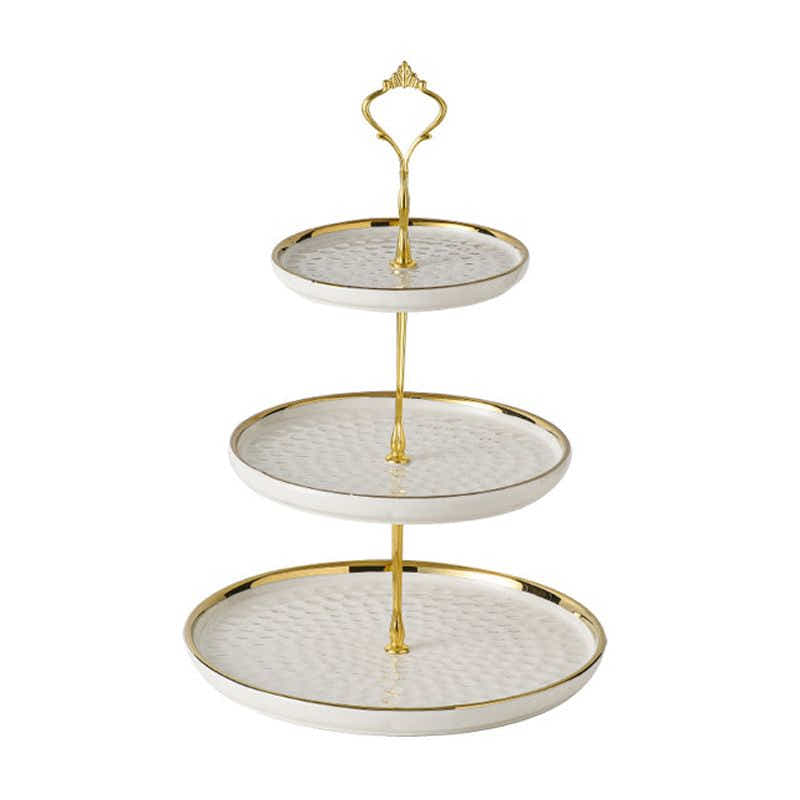 DS BS 3 Tier Ceramic High Tea Cake Dessert Stand-White