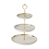 DS BS 3 Tier Ceramic High Tea Cake Dessert Stand-White