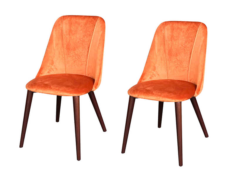 Evian Velvet Dining Chair Orange - Set of 2