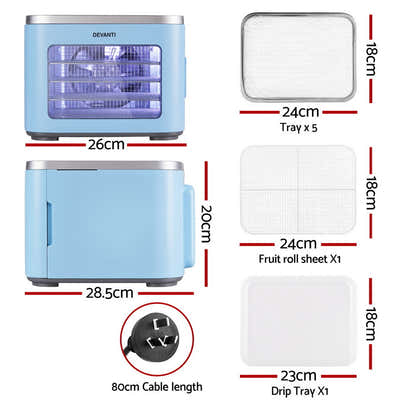 DS NA Devanti 5 Trays Food Dehydrator Mini Fruit Dryer 500W