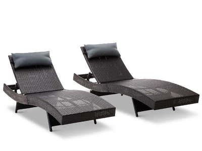 Outdoor Sun Lounger with Aluminium Frame - Set of 2