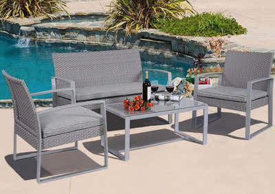 Lugano 4-Piece Steel Outdoor Lounge Set