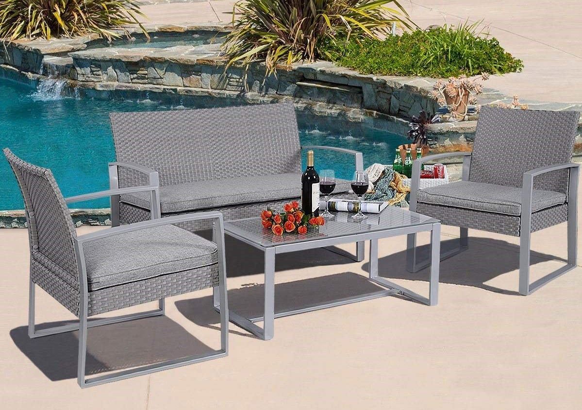 DS Lugano Outdoor Lounge 4 pc set PE rattan