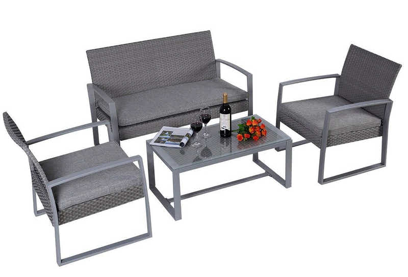 Lugano 4-Piece Steel Outdoor Lounge Set