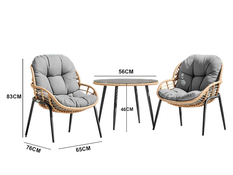 Naturlig Outdoor Bistro Set Aluminium frame