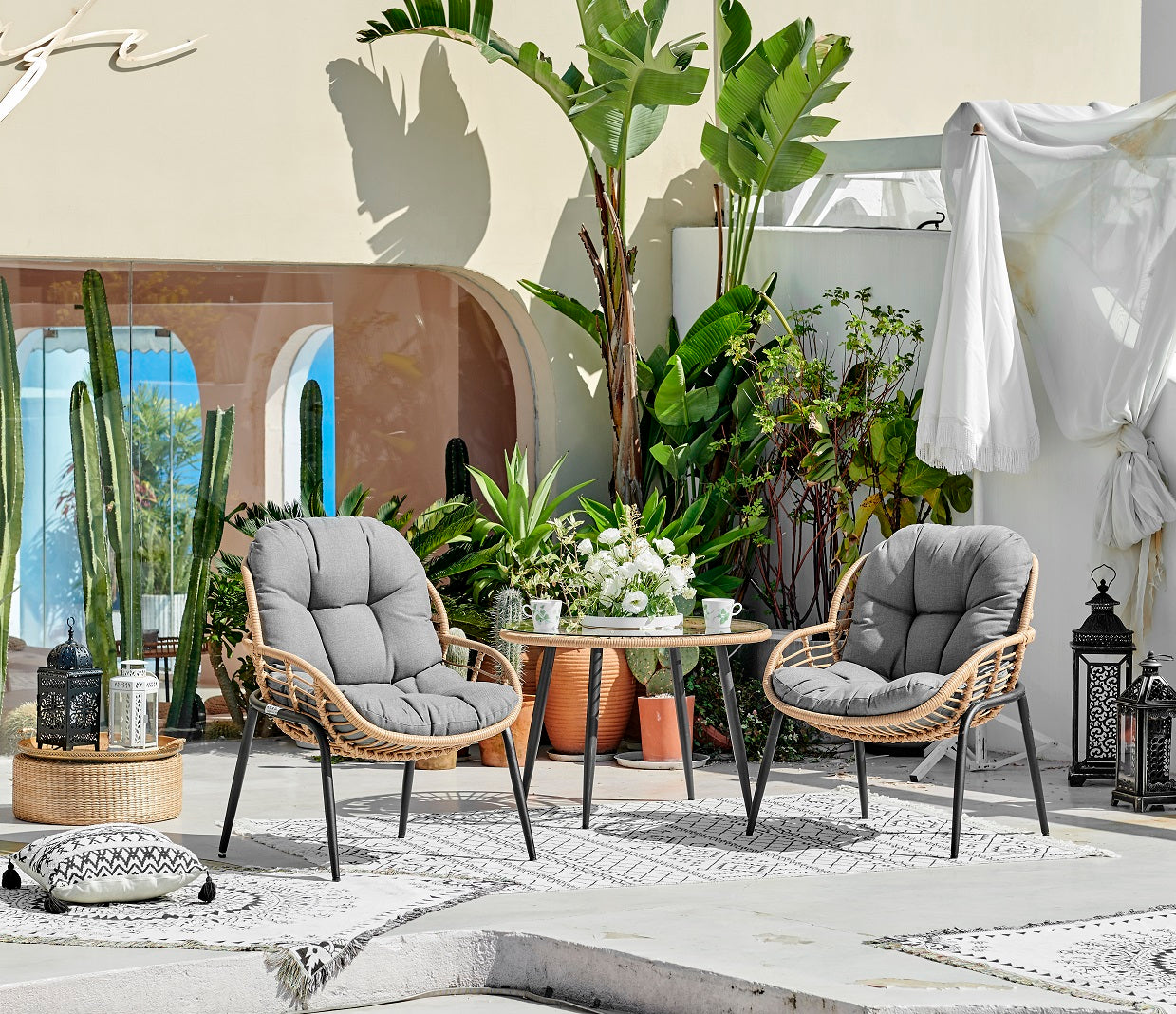 Naturlig Outdoor Bistro Set Aluminium frame
