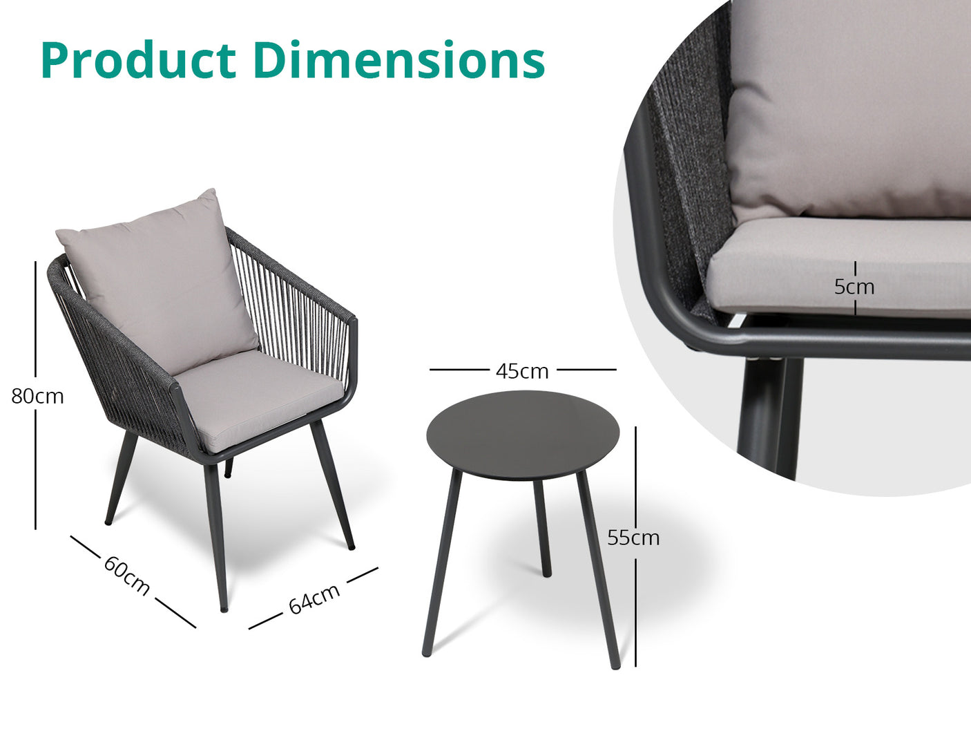 Nastro Outdoor Bistro Set Aluminium frame