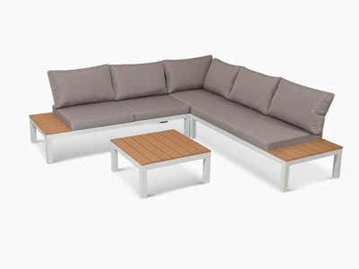Nordik Corner Lounge White and Teak