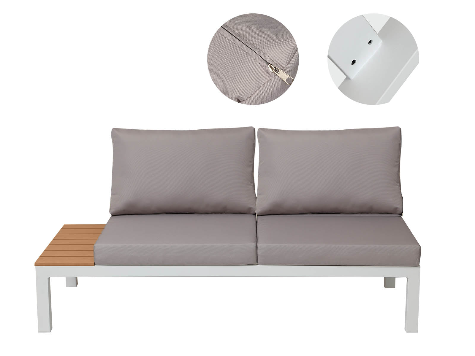 Nordik Corner Lounge White and Teak