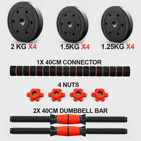 Dumbbell Set 3in1 Adjustable Barbell 20KG