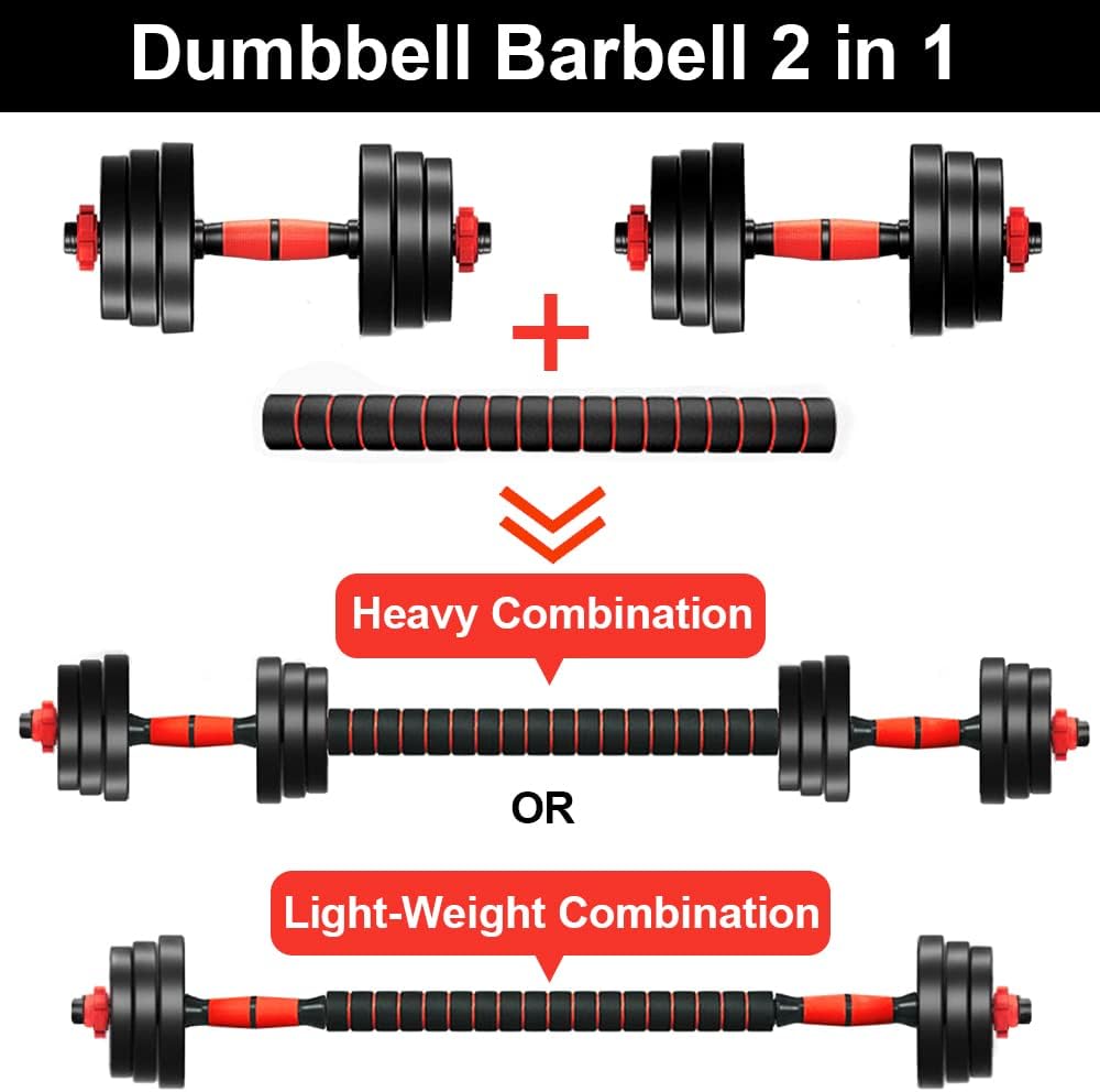 Dumbbell Set 3in1 Adjustable Barbell 20KG