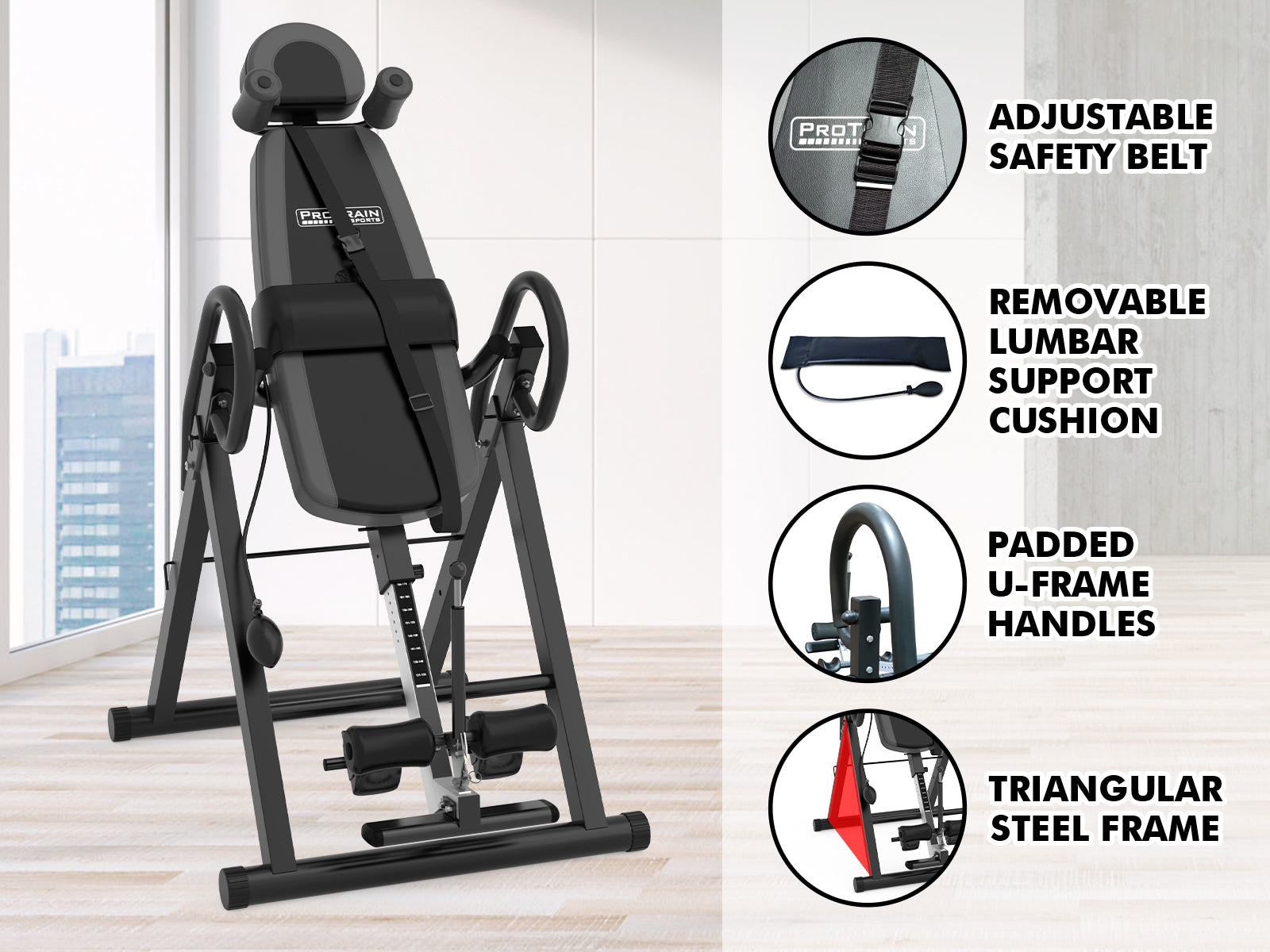 Inversion Table With Inflatable Waist Pad