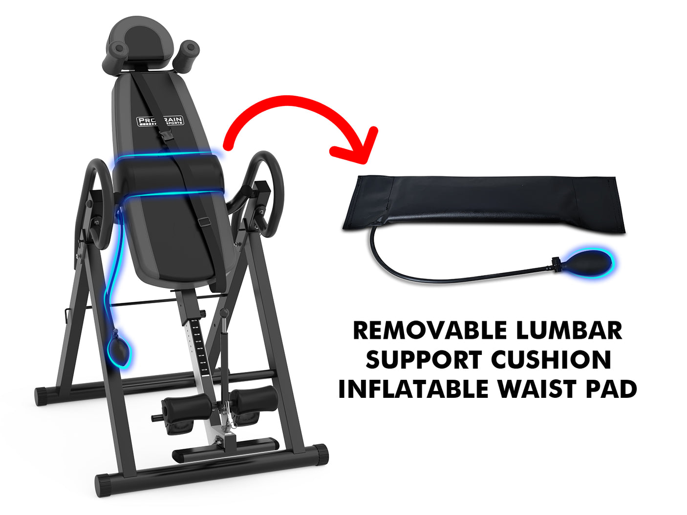 Inversion Table With Inflatable Waist Pad