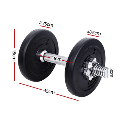 DS NA 10KG Dumbbell Set Weight Training Plates Home Gym Fitness Exercise