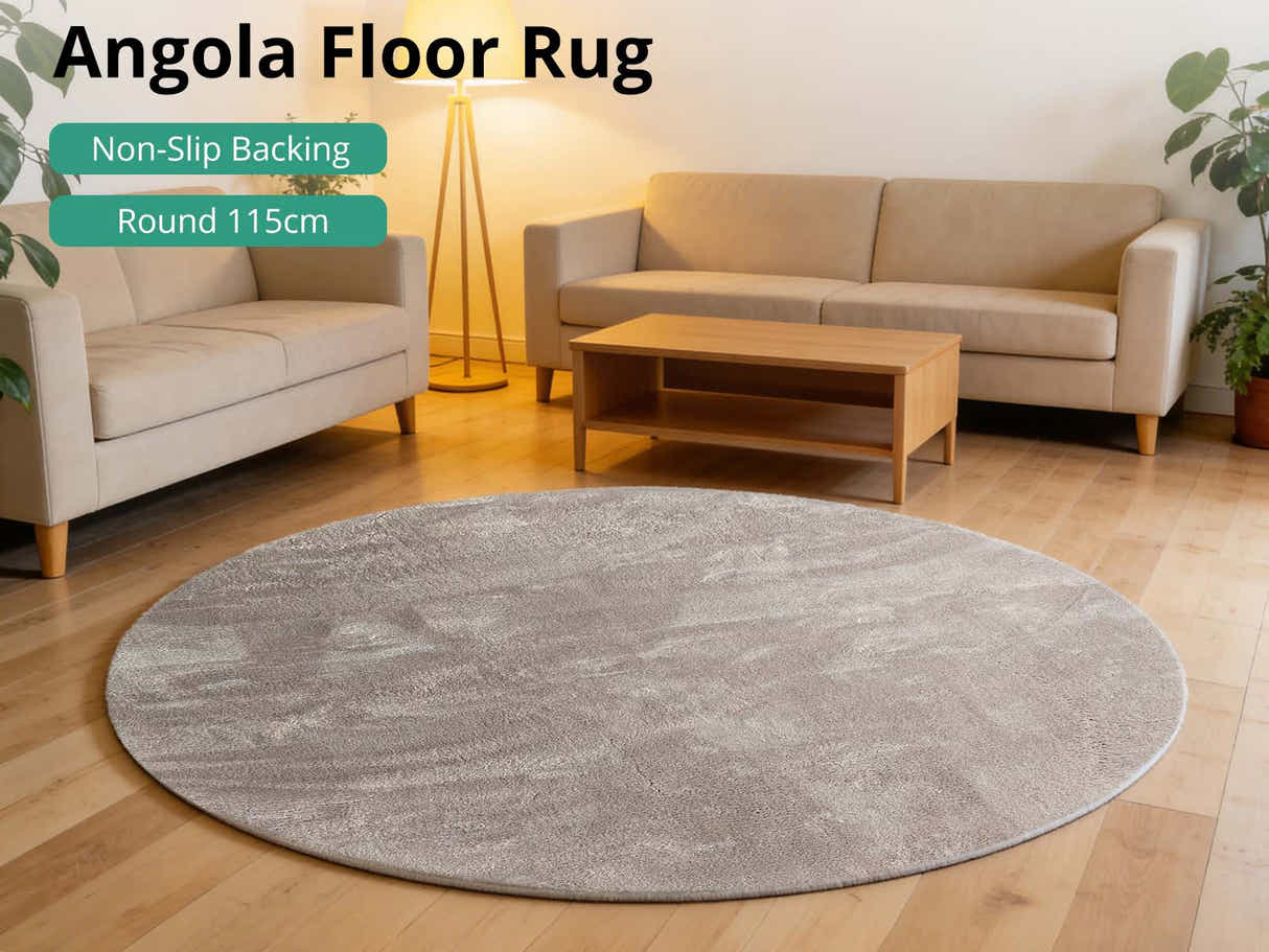 Angola Floor Rug Round 115cm - Light Brown