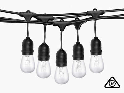 Suspended Socket Festoon Lights with Tungsten Bulbs - 17 m
