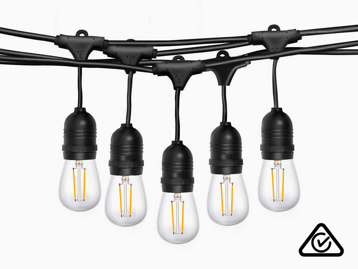 Suspended Socket Festoon Lights with LED Bulbs - 22 m