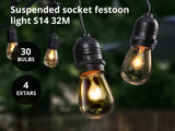 Suspended socket festoon light S14 32M Tungsten