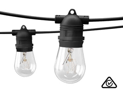 Fixed Socket Festoon Lights with Tungsten Bulbs - 12 m