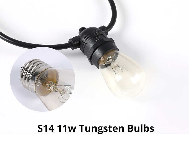 Fixed Socket Festoon Lights with Tungsten Bulbs - 12 m