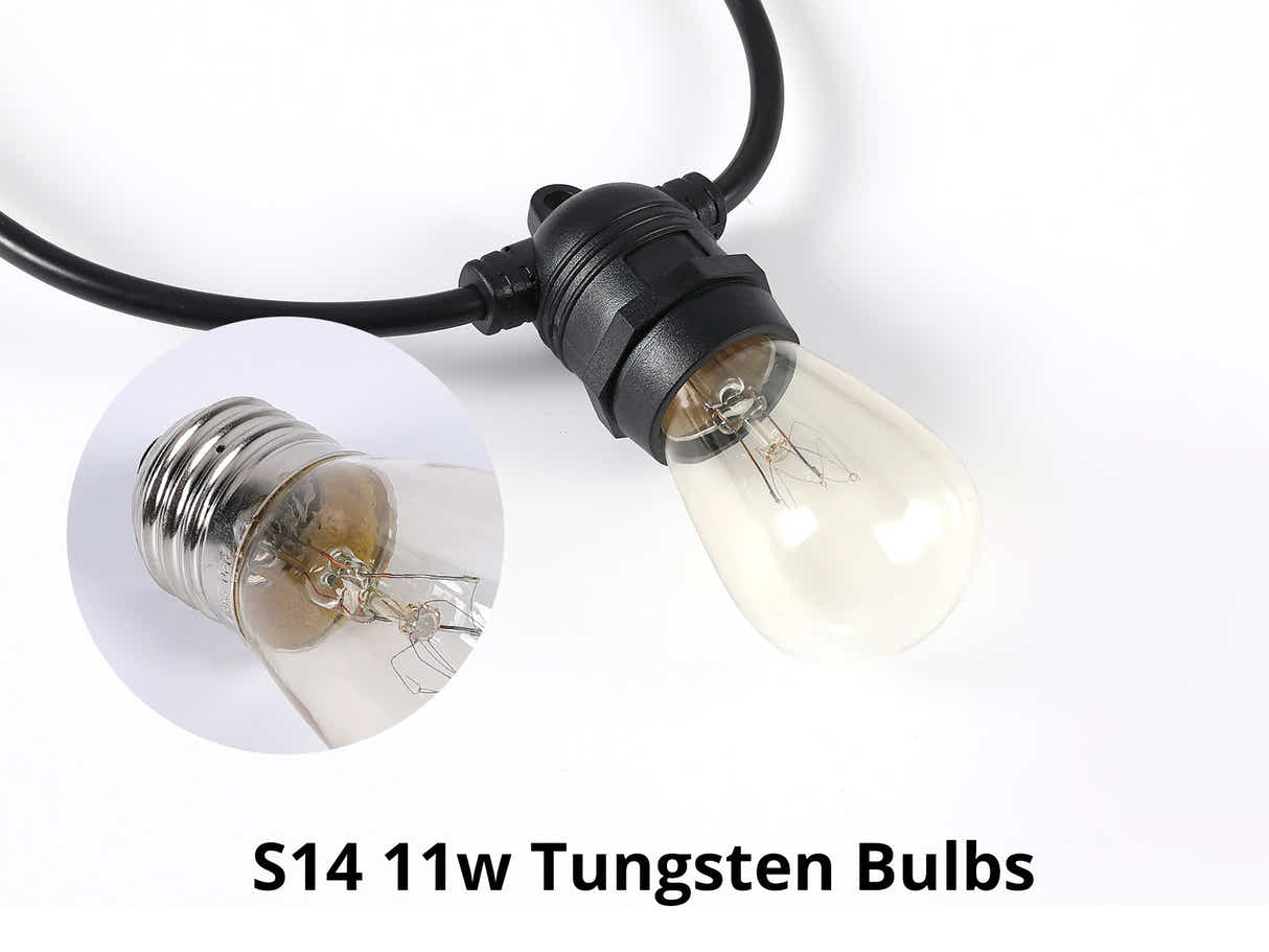Fixed Socket Festoon Lights with Tungsten Bulbs - 22 m