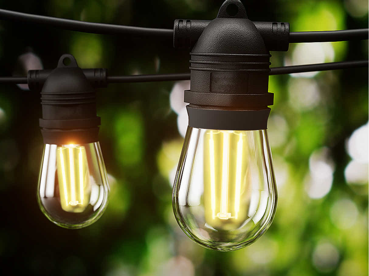 Fixed Socket Festoon Lights with LED Bulbs - 12 m