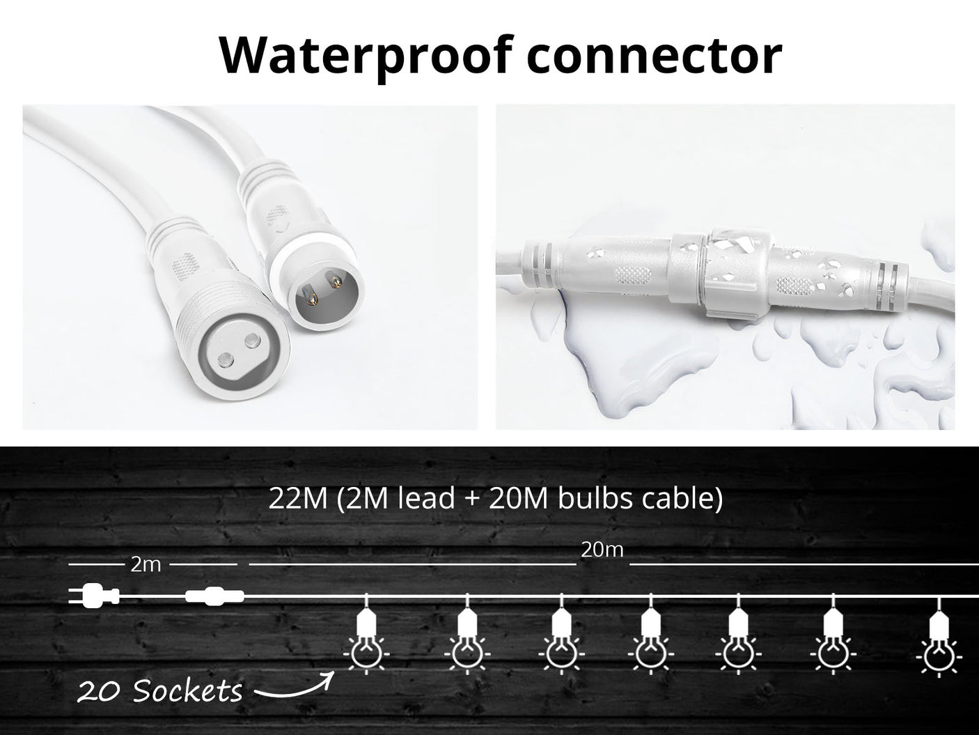 Fixed Socket Festoon Light S14 22M Tungsten White