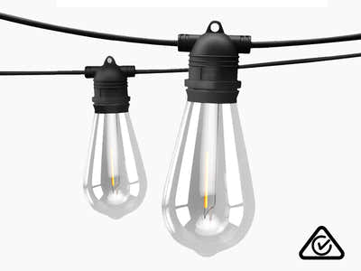 Fixed Socket Festoon Lights with ST64 LED Bulbs - 22 m