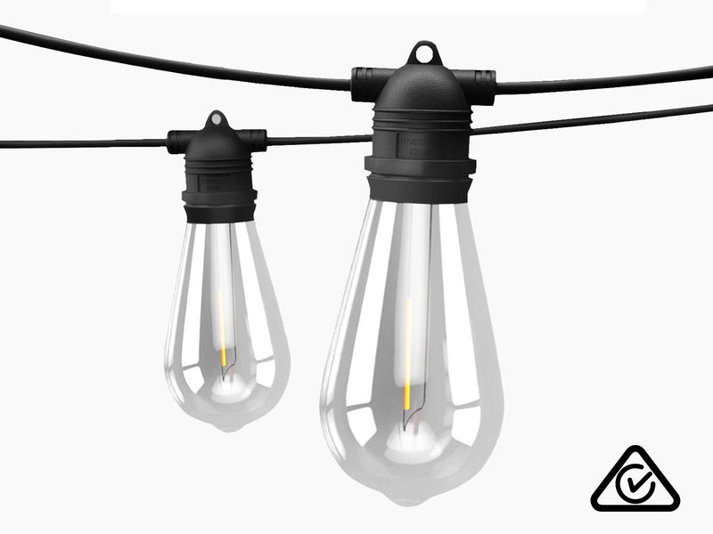 Fixed Socket Festoon Lights with ST64 LED Bulbs - 22 m