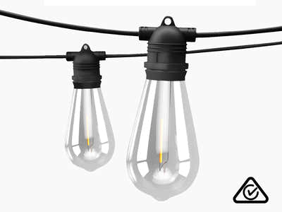 Fixed Socket Festoon Lights with ST64 LED Bulbs - 22 m