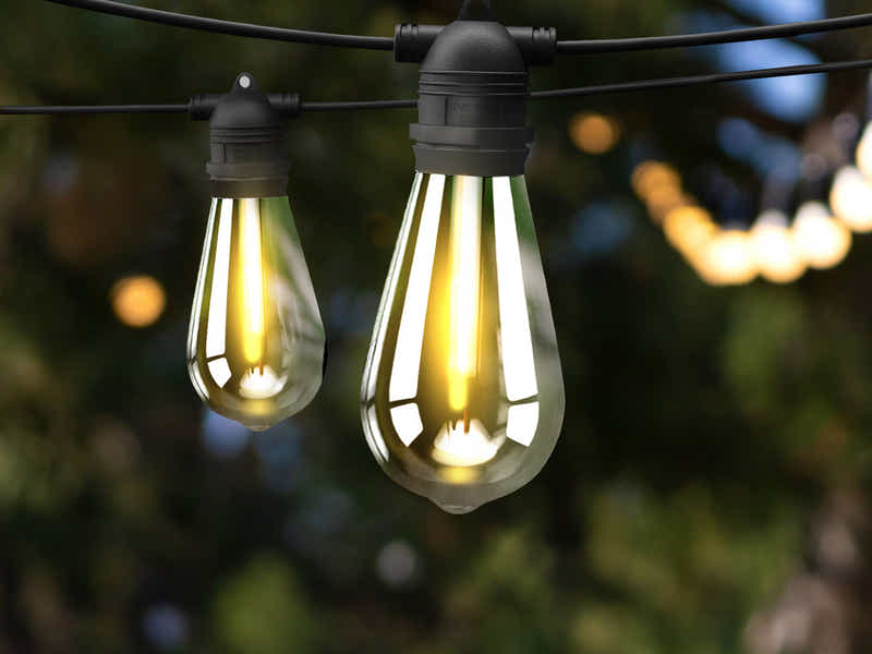 Fixed Socket Festoon Lights with ST64 LED Bulbs - 22 m