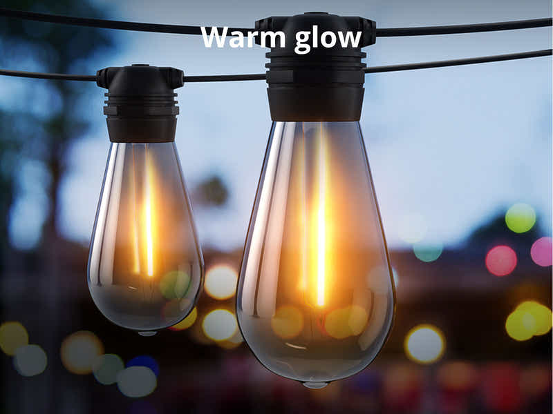 Fixed Socket Festoon Lights with ST64 LED Bulbs - 22 m