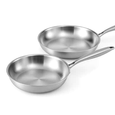 DS NA 5-star Chef Frying Pan Stainless Steel Uncoated Twin Frypan Set 25/30cm