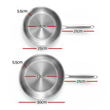 DS NA 5-star Chef Frying Pan Stainless Steel Uncoated Twin Frypan Set 25/30cm