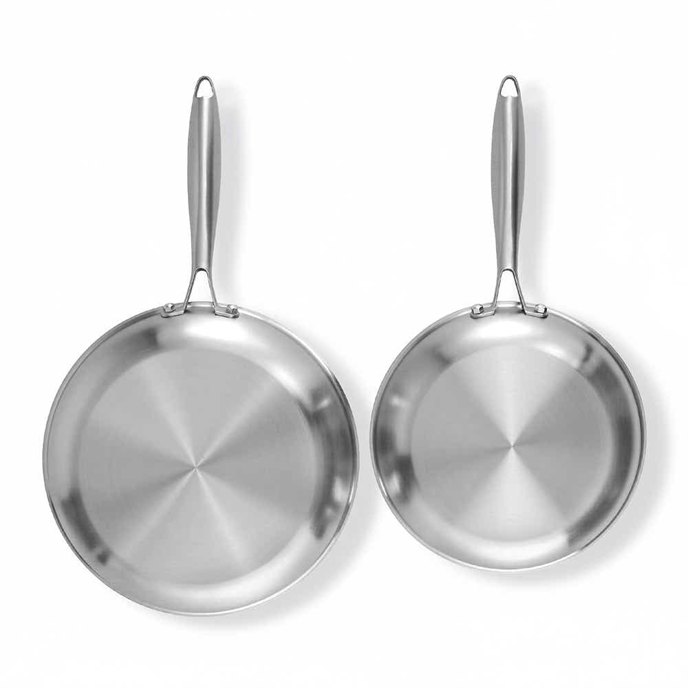 DS NA 5-star Chef Frying Pan Stainless Steel Uncoated Twin Frypan Set 25/30cm