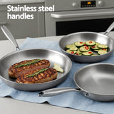 DS NA 5-star Chef Frying Pan Stainless Steel Uncoated Twin Frypan Set 25/30cm