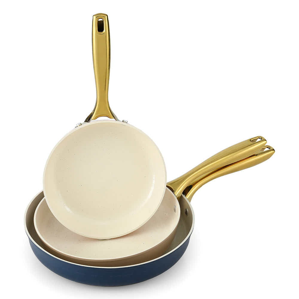 DS NA 5-star Chef Frying Pan 3PCS Shades Frypan Set Ceramic Coating Multi Colour