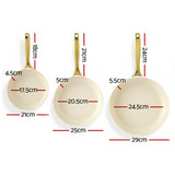 DS NA 5-star Chef Frying Pan 3PCS Shades Frypan Set Ceramic Coating Multi Colour