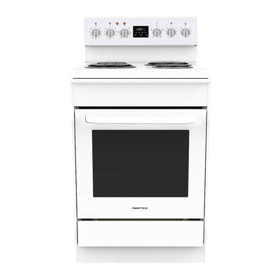 T Parmco FREESTANDING STOVE 60CM WHITE RADIANT 4FUNCTION